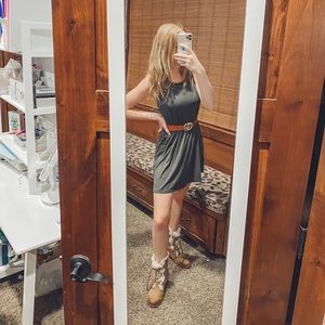 Olive Green Suede Dress